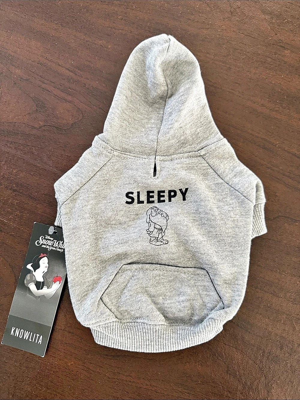 Knowlita Snow White Sleepy Dog Hoodie Gray XS NWT